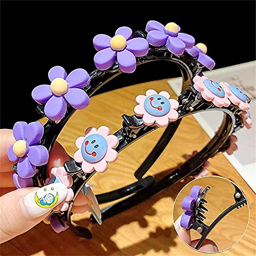 Girl Sweet Princess Hairstyle Hairpin, Double Layer Cartoon Headbands With Clips Twist Plait Hair Tools, Fashion Headbands Double Bangs Hairstyle Hairpin Headbands For Women Girls (9Pcs) #TOP2