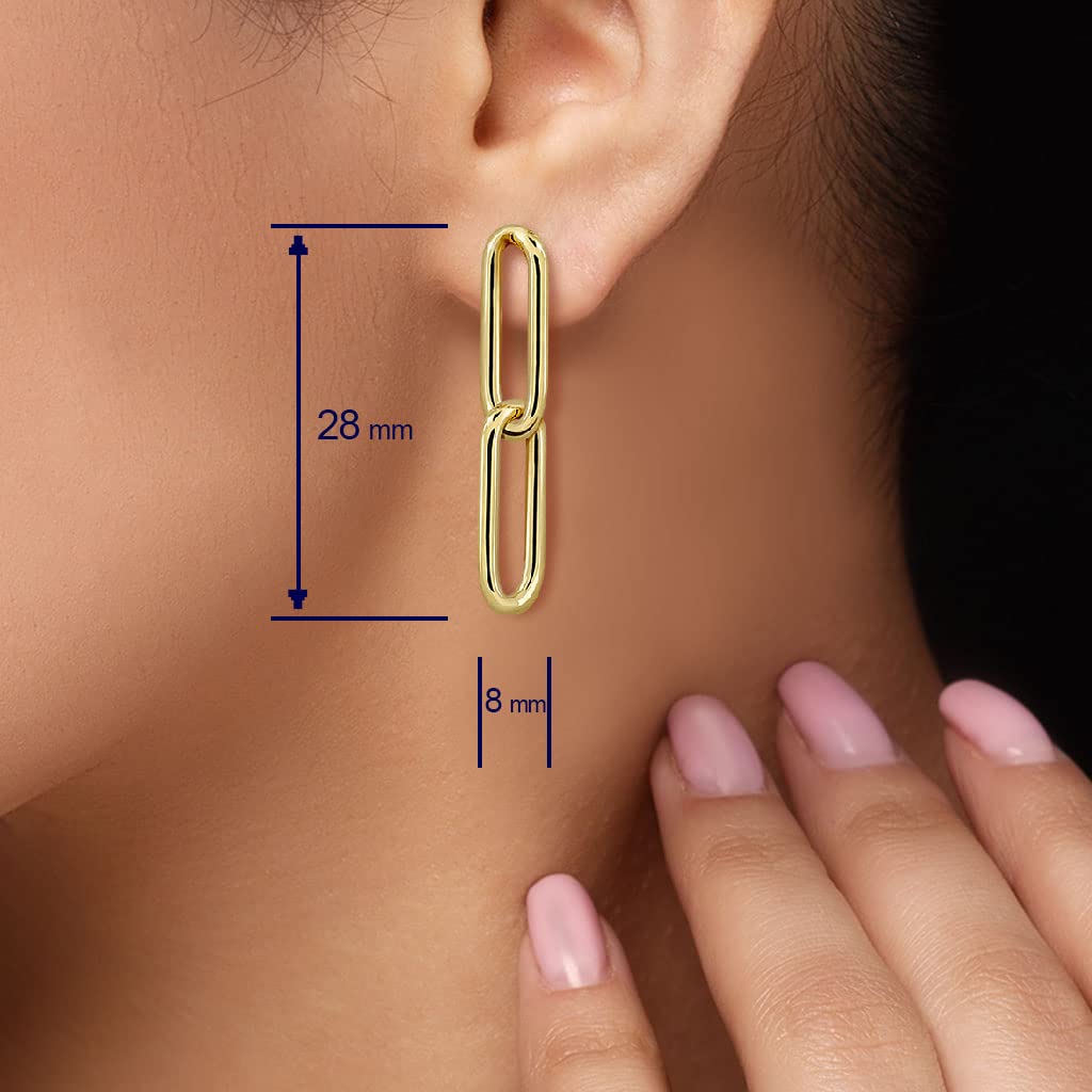 Pendientes de Eslabones para Mujer Chapados En Oro De 18K- Diseño Artesanal