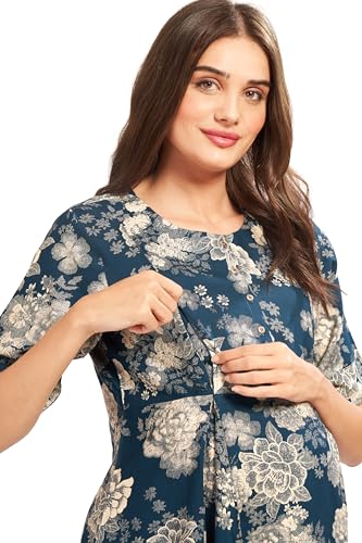 Image of AV2 Women Rayon Printed Maternity Top & Pyjama Set -4050