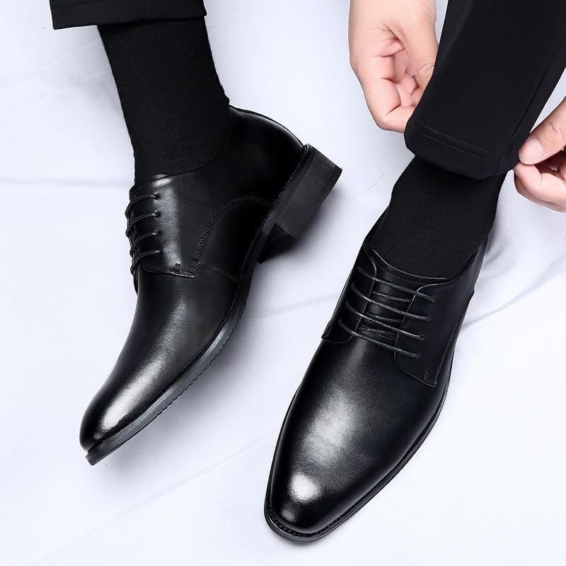 Dress Shoes for Men's Italian Leather Fashion Lace Up Prom Wedding Tuxedo Anti-Slip Non Slip Rubber Sole Block Heel Low Top Shoe Comfort Orthopedic Wingtip3