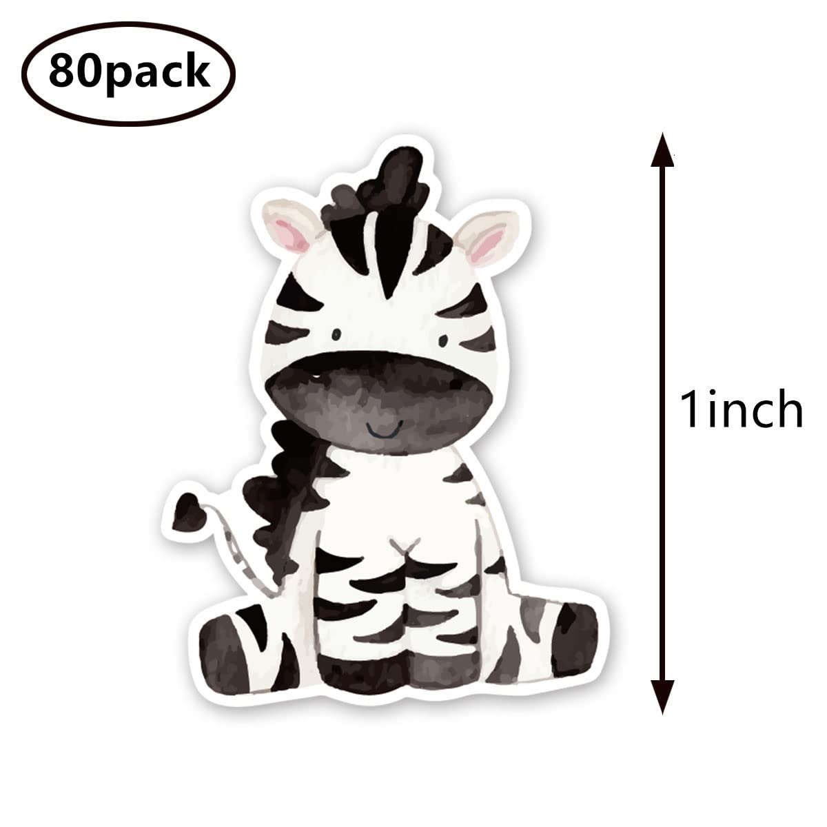 Bonitas calcomanías de cebra de 1 pulgada para álbumes de recortes, artes, manualidades, manualidades infantiles, calendarios, diarios, paquete de 80