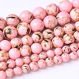 4MM Beads Pink Shell Turquoise Beads with Mother-of-Pearl Round Loose Beads Natural Gem Beads for Jewelry Making 15'