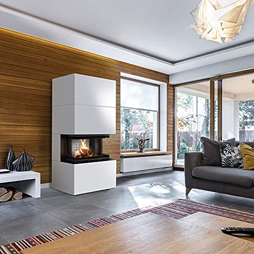 KRATKI Kaminbausatz Home Easy Box | Kamineinsatz 7 kW | 180,1 x 84,2 cm | Schwarz | Heizeinsatz mit Doppeltüröffnungssystem Guillotine nach Links & rechts | 2.BimSchV 15a B-Vg | Ideal für Zuhause