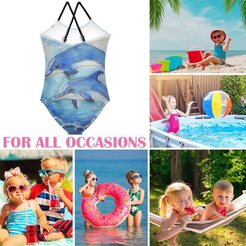 Image of Girls One Pieces Swimsuit Cute Beach Swimwear with Adjustable Strap 3-10 Years