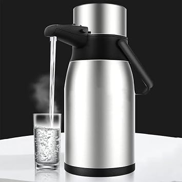 Pump Coffee Airpot Thermal Coffee Carafe Airpots,Stainless Steel Airpot Insulated Vacuum Thermal Jug,Large Coffee Thermos Dispenser for Coffee,Hot Chocolate, Iced Tea  Color Silver , Size 2.5L