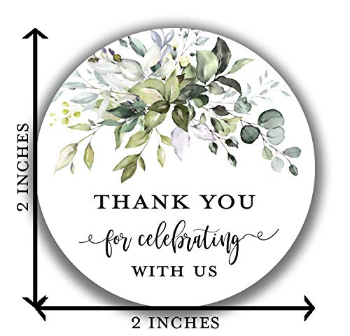 2" Round Boho Greenery Thank You Favor Stickers (Set Of 40 Labels) #TOP1