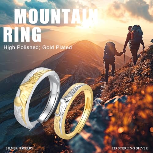Cuoka Mountain Couple Ring 925 Sterling Silver Mountain Couple Promise Matching Ring Set,Nature Mountain Sun Moon Engagement Ring Jewelry for Him and Her Wife Husband 6