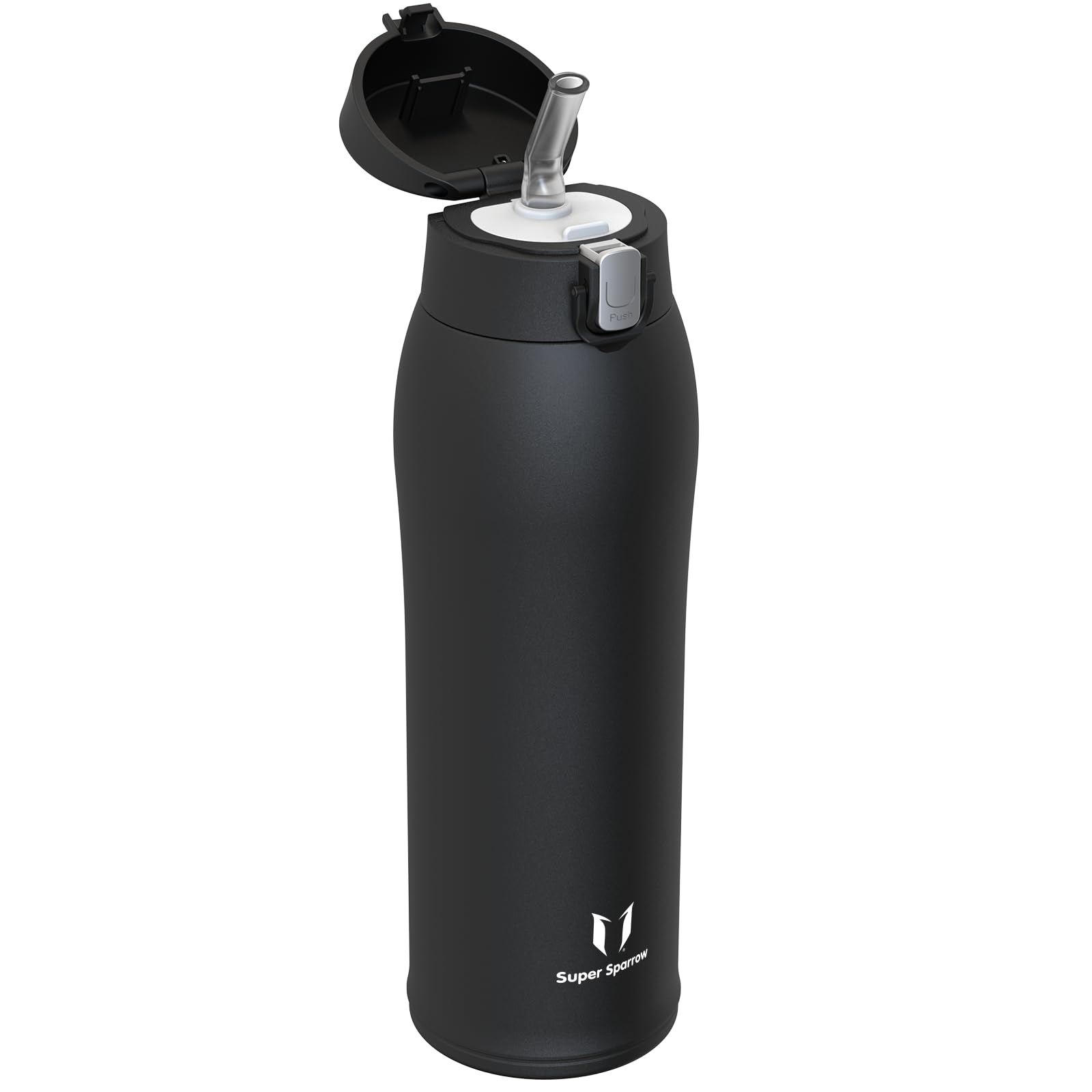 Super Sparrow Borraccia con Cannuccia, Acciaio Inox Bottiglia Termica - 350ml, 500ml, 750ml - Senza BPA Tazza Termica, Bottiglia Termica per Bambini, Scuola, Sportiva, Campeggio