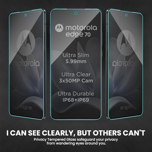 Image of FIRST MART Privacy Tempered Glass for Motorola Edge 70, 2 Pack | Anti-Spy 9H Screen Protector, Edge-to-Edge, Case-Friendly, Scratch Resistant, Bubble-Free