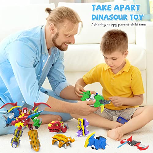 Wenbeier Robot Dinosaur Toys 6-In-1 Combined Large Robot Toys Take Apart Toys Including 6 Dinosaur Action Figures -Triceratops Deformation Toys For Kids 6-12（10“） #TOP4