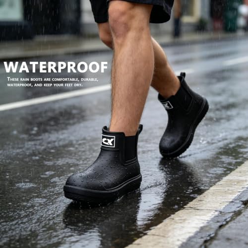 Image of Rain Boots for Men and Women, Waterproof Ankle Deck Boots Anti-Slip Mud Shoes for Garden Outdoor Work Fishing Farming