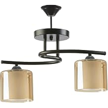 Fer Chandelier Fuji Special Design Sports Modern Honey Color Double Glazed Black Living Room - Kitchen - Bedroom 2-Piece Chandelier