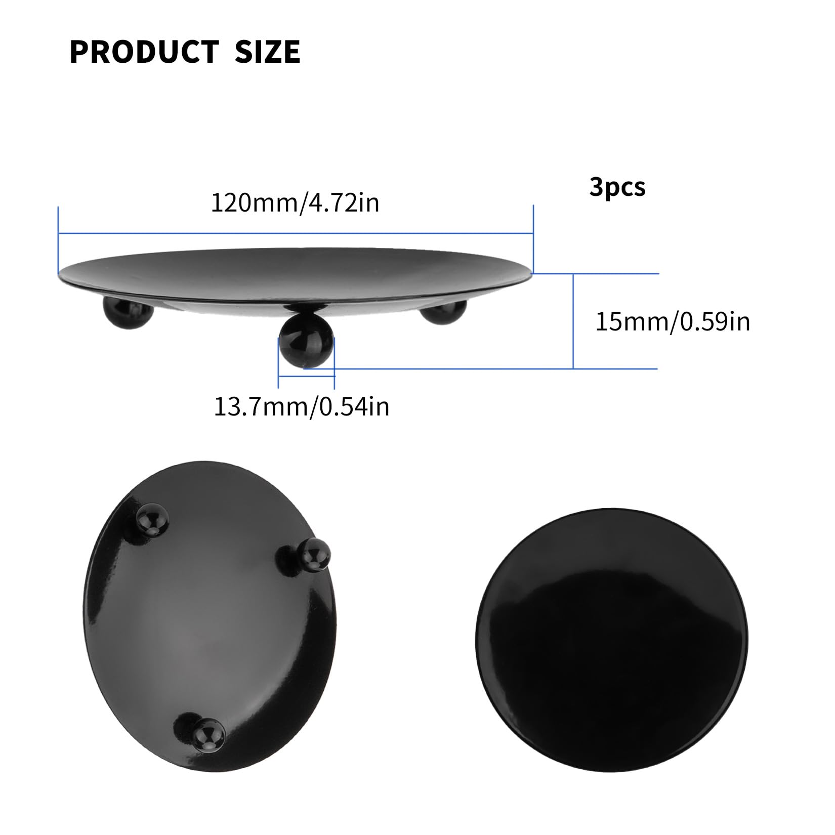Ewwtrey 3 Pcs Candle Holders for Pillar Candles Pillar Candle Holders, Black Candle Stand - Image 2