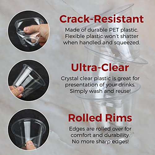 Nyhi 100-Pack 9 Oz Plastic Clear Cups | Value Pack Of Disposable Party Cup Tumblers | Use These Clear Cocktail Cups For Drinks, Wine, Punch, Champagne & More | Essential Party Supplies #TOP3