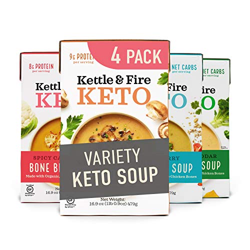 Keto Soup Variety Pack by Kettle and Fire, Pack of 4, Spicy Cauliflower