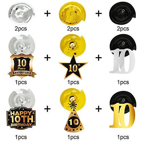 image for LeeSky Black Happy Birthday Bunting Banner With Shiny Gold Letters and