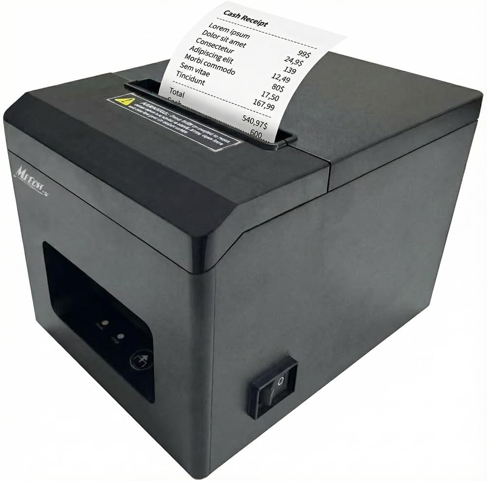 MRBOSS POS 3“ 1/8 Thermal Receipt Printer Bluetooth USB Support Kitchen Receipt Ticket Printing App Grubhub Postmates Also for Togo Shop Bubble Tea Fastfood Restaurant Kitchen Ticket