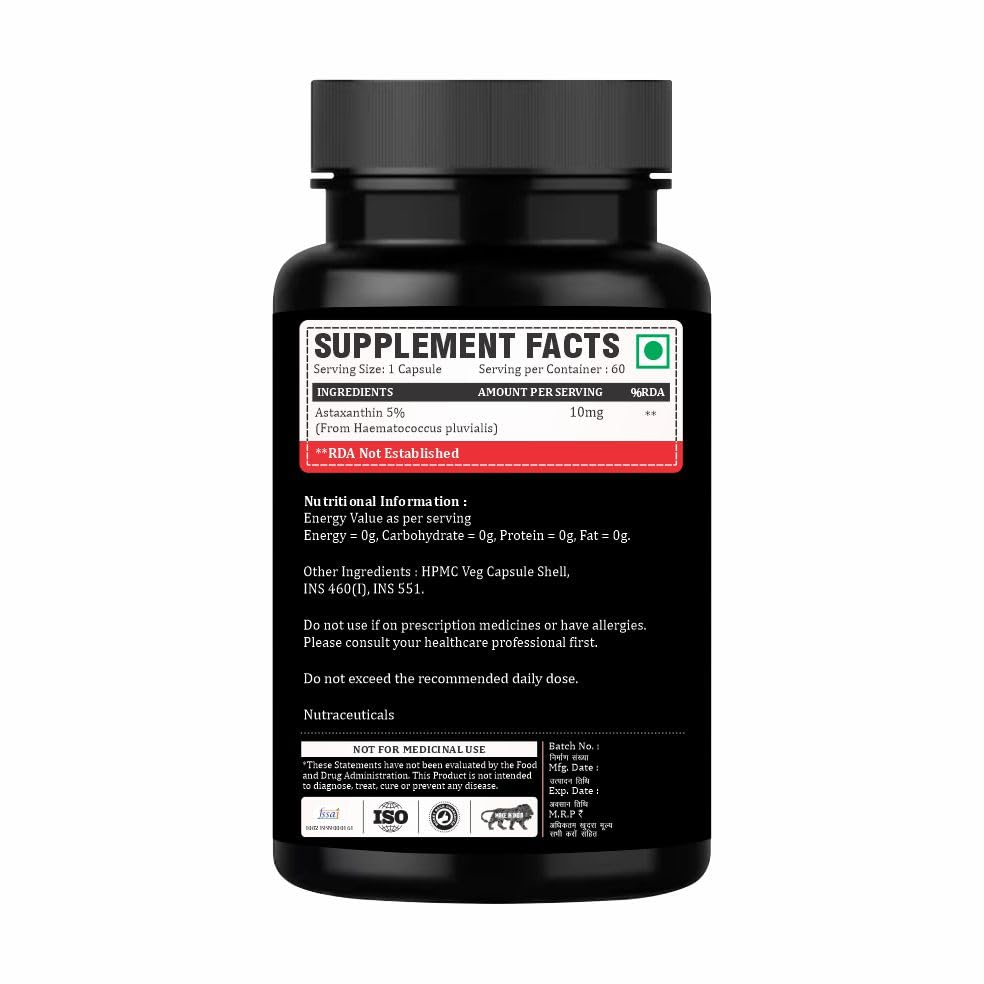 Adorreal Astaxanthin Naturally Sourced, 10mg, 60 Capsules, Rich in Antioxidant, Supports Immune Function, Eye Health, Skin Hydration 1