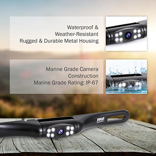 Image of Pyle Compact Vehicle Backup Camera - Slim Bar Cam Size Tilt Adjustable Lens Angle w / Night Vision Illumination and IP-67 Waterproof for Front or Mounted Above the Rear License Plate - PLCM2710