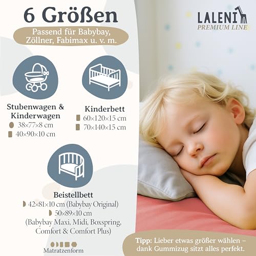 Laleni Premium Spannbettlaken, 70x140x15cm, für Babybett & Kinderbett, 100% Baumwolle, Oeko-TEX Zertifiziert, 3er Set, Koralle – Ansicht 2