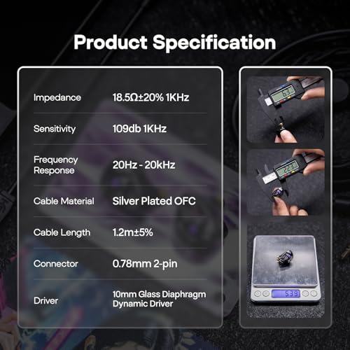 Image of Linsoul TANGZU Xue Tao Gaming IEMs, HiFi Wired Earbuds with Detachable Mic,10mm Glass Diaphragm Driver in Ear Monitor,with 2Pin Detachable OFC Cable for Audiophile Gamers (TypeC MIC)