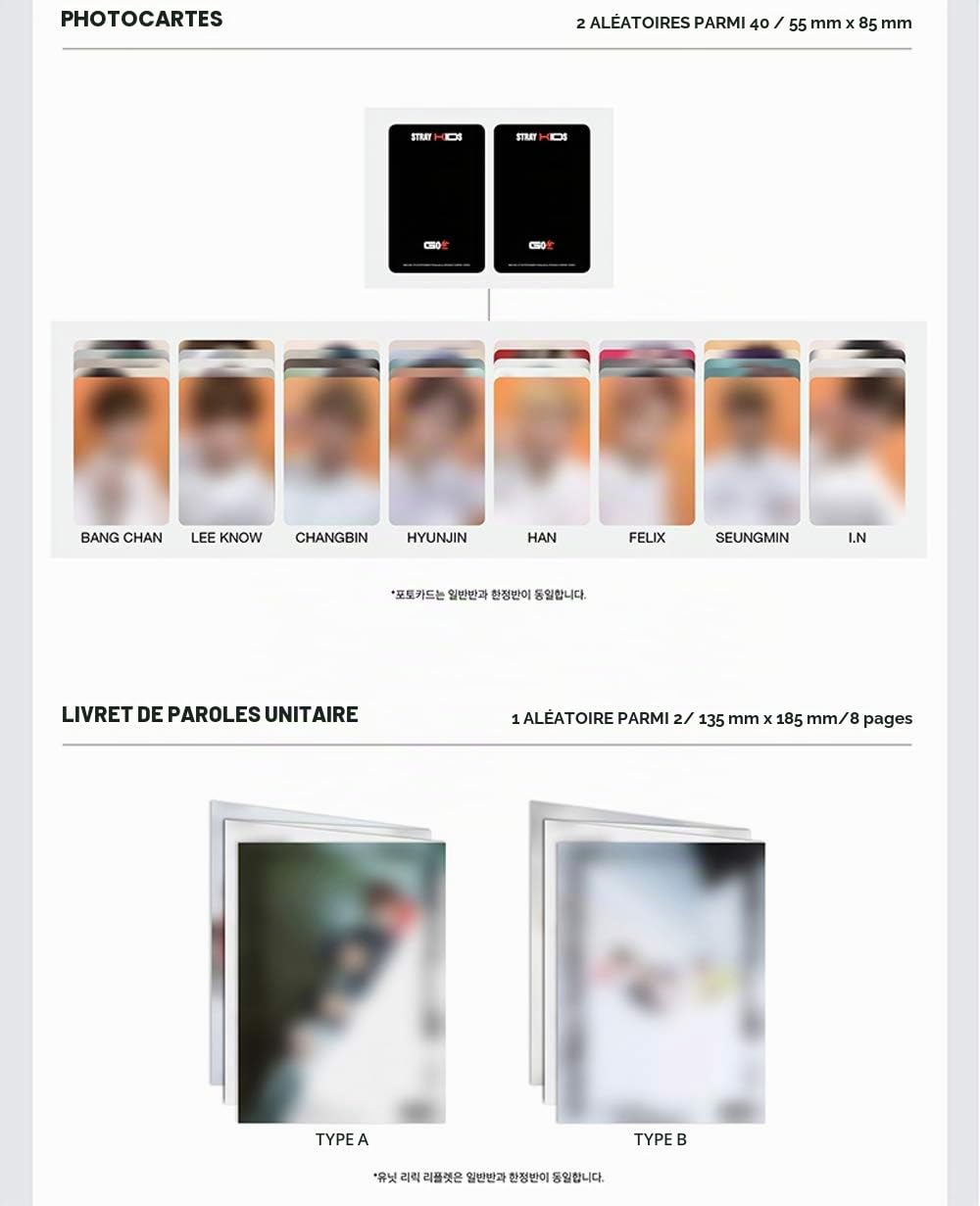 STRAY KIDS GO LIVE (Standard Ver.) Le premier album de type C CD + livre photo + cartes photos + 4 découpes de film + carte secrète + dépliant de paroles + (4 cartes photos supplémentaires + 1 carte