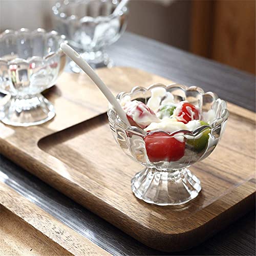 Image of Glassbunny European Royal Dessert Cup Set of 6 Pcs for Ice Cream, Sundae, Sweets, Snacks, Fruit, Pudding, Nuts or Dip, Footed Glass Serving Bowls 130ML Capacity and BPA Free