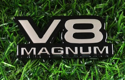 Image of Door Side Emblem 3D Badge Logo Stickers Nameplate Replacement for 1994-2000 V8 Magnum 2Pcs (Chrome Black)