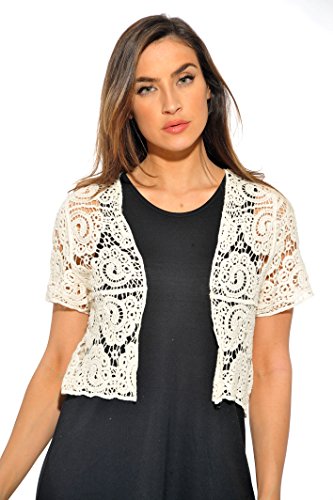 Women's Paisley Crochet Knit Bolero Shrug Cardigan - Just Love
