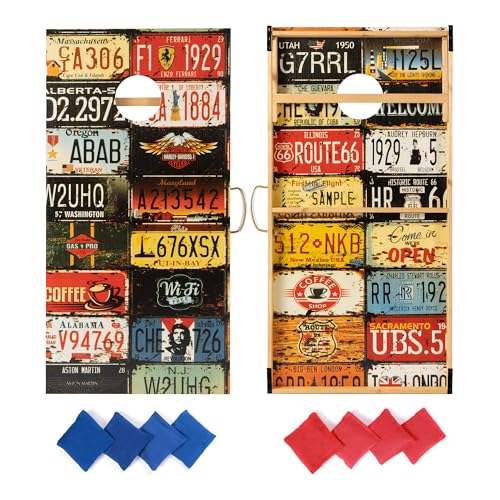 Cornhole Boards Set Regulation Size - 4'x2' Premium Solid Wood Corn Hole Toss Game with 8 Bean Bags by FZADK - Used condition - US$108.78
