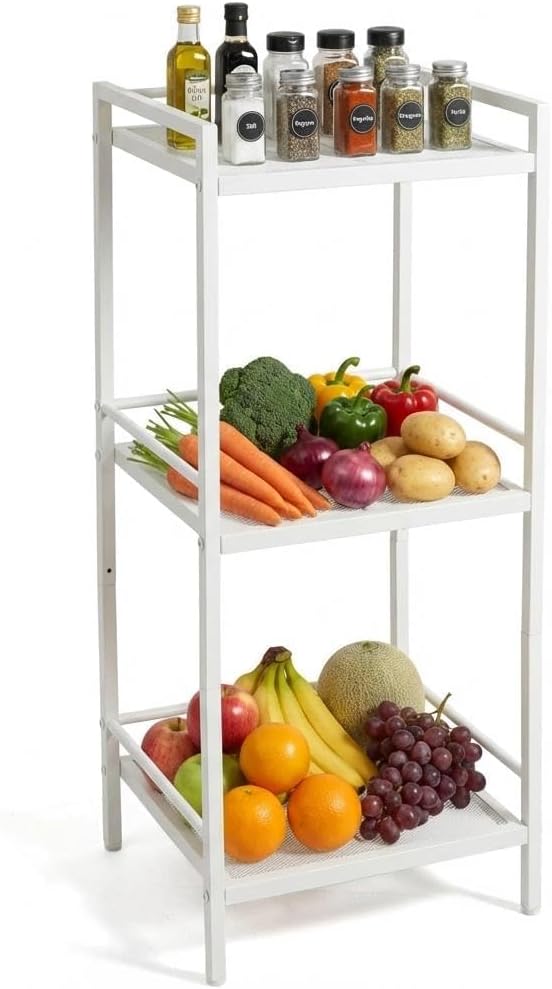 4 Tier Shelf Stand, Narrow Shelf Unit for Small Spaces, Bathroom Rack Organizer, for Laundry, Metal Storage Shelf Bathroom, Kitchen Organization, Black