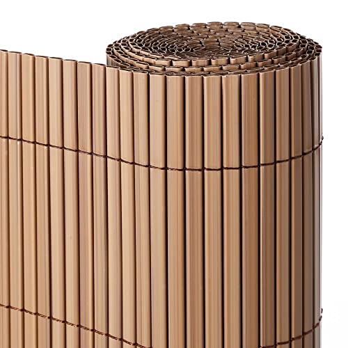 LOLAhome Cañizo PVC de Doble Cara Marrón 3x1,5 metros | Resistente 1.200 gr/m2, Decorativo y Fácil Instalación | Alta Privacidad y Ocultación para Valla, Jardín, Balcón o Terraza