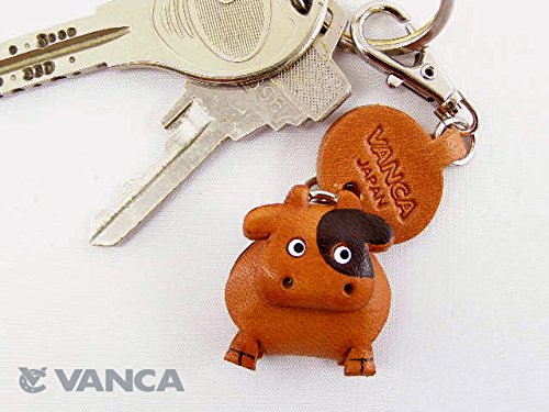 Cow Leather Animal Small Keychain Vanca Craft-Collectible Keyring Charm Pendant Made In Japan #TOP3