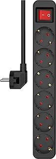 ELRO ES106 6-Fach Steckdosenleiste mit Schalter und 1,5m Kabel – Kindersicherung – Schukostecker – max. 3680 W – TÜV-geprüft - Schwarz