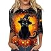 Halloween Costumes for Women Cute Funny 3/4 Sleeve Tops Women's Oversized Print Blouse Womens Fall Fashion Crewneck Halloween Shirts for Women Costumes Outfits 2025 Pinks M