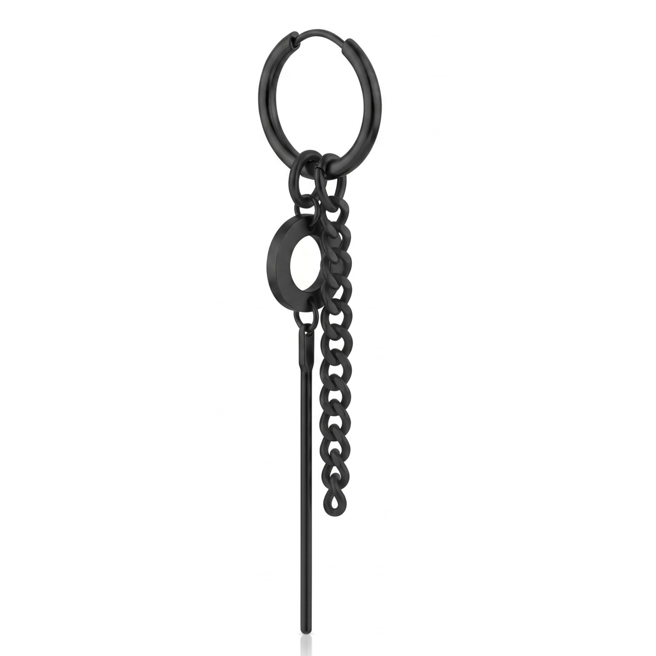 the men thing LINKER LOOP - BLACK - Pure Titanium Steel Ear Hoop Earrings for Men & Boys-picture-17