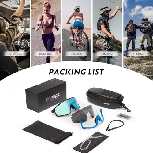 KAPVOE Polarized Cycling Glasses Men Women Mountain Bike Sunglasses MTB Glasses TR90 Sport Glasses Biking Sunglasses Bicycle Riding Goggles Road Cycling Sunglasses Running Golf Cycle Glasses Blue — view 6