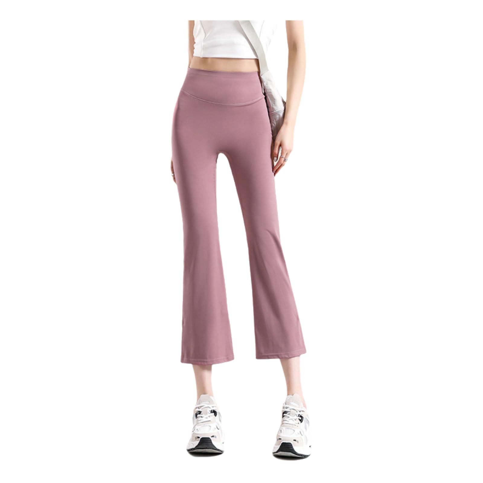 Generisch Bootcut Jazzpants damskie spodnie z dziewięcioma punktami z wzorem rekina, dla kobiet, wysoka talia, spodnie rekreacyjne, wąskie spodnie do jogi, jako odzież wierzchnia, rozm. M, różowe