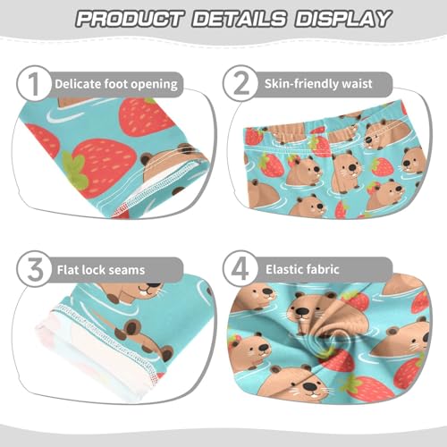 Cute Capybara Strawberry Girls Leggings Soft Stretch Workout Yoga Dance Pants for Kids Casual Tights3