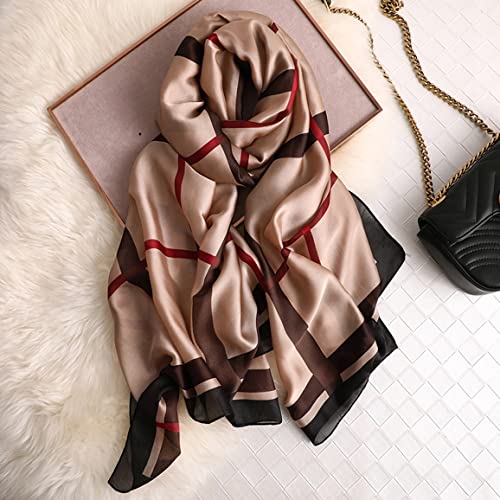 Image of ZDMHSH Fashion Scarves Scarf 100% Silk Feeling Scarf Silk Like Scarves Long Lightweight Sunscreen Shawls for Women