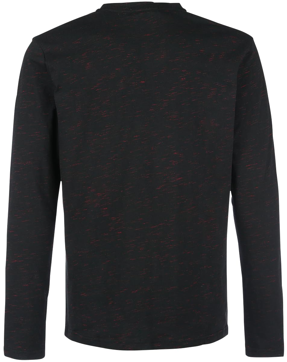 Black Premium by EMP Herren schwarz-rotes Basic Langarmshirt