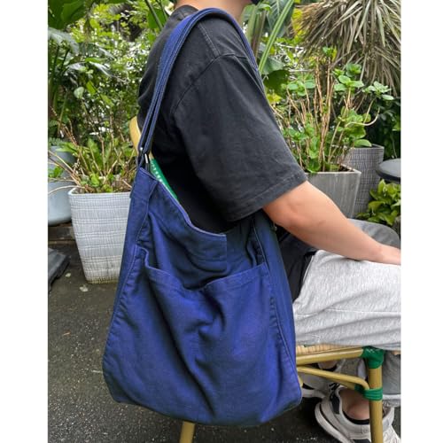 Image of FUOCO Aesthetic one side bag for men | Messenger Sling Bag for Man | Tote Bag for Woman Vintage Canvas Crossbody Shoulder Handbag for Travel, Office, Gym, College Slim Laptop Bags
