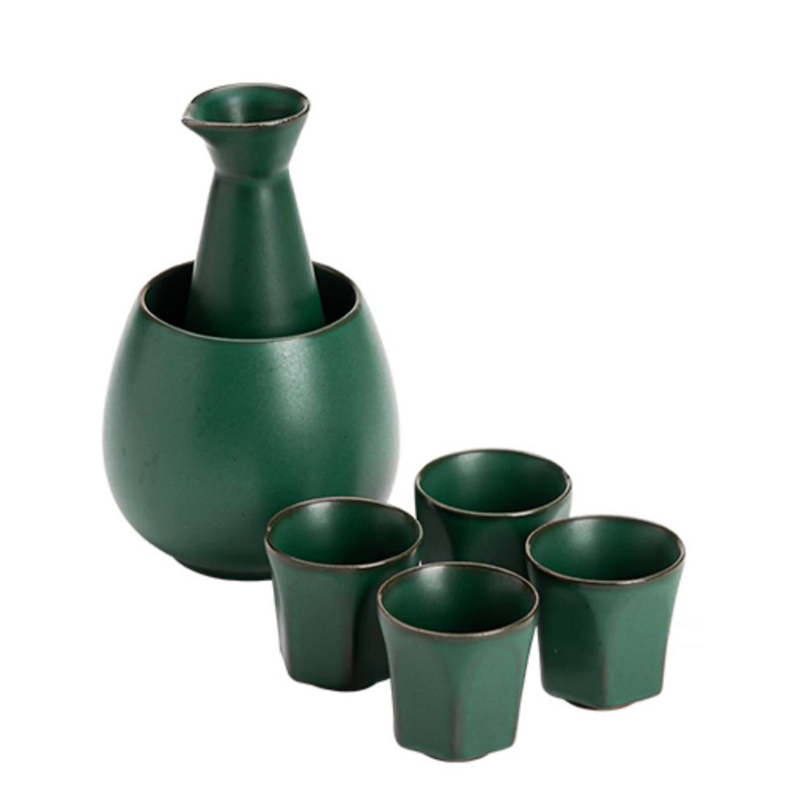 Set de sake de cerámica de estilo retro BOVDEA, juego de 6 piezas con diseño elegante y olla