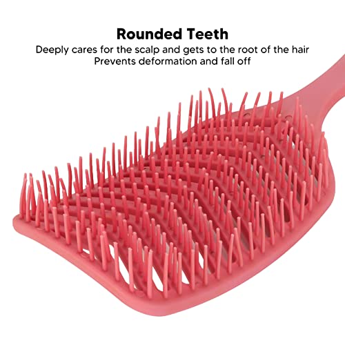 Hollow Out Hair Brush, Delicate Touch Vented Hair Brush Rounded Teeth Fast Blow Drying Detangling for Men Beard for Women (Rose Red) - Image 4