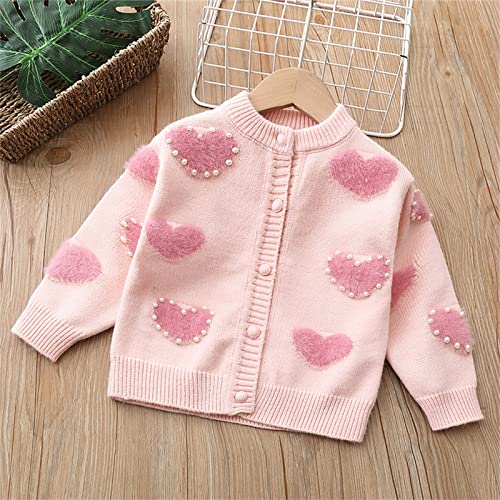 Baby Toddler Girls Cardigan Sweater Long Sleeve Knit Embroidery Heart Jacket Outwear Spring Button Down Tops2