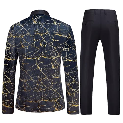 Men Suit Set 2 Pieces Printed Marble with Lapel for Wedding Banquet Work Business Tuxedo Set Jacket Blazer with Pant2