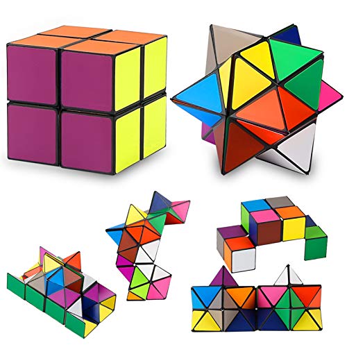 Autrix Magic Star Cube Transforming Geometric Puzzle Toys for Kids and Adults(2 Pieces)