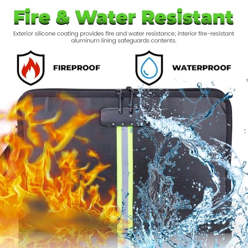 Diakey Fireproof Document Bag with Lock and Reflective Strip, Fire & Water Proof Safe Money Bag Zipper Storage Organizer Pouch for A4 Important Document Holder, Cash, Passport by Diakey - Image 6
