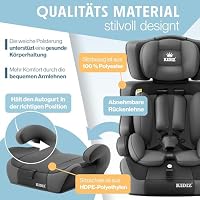 KIDIZ® Autokindersitz i-Size R129 100-150cm bis 12 Jahre, Kinderautositz Gruppe 1/2/3 ohne Isofix, mitwachsender Kindersitz, 5-Punkt-Gurt & höhenverstellbare Kopfstütze, Sitzerhöhung Auto, Grau – Ansicht 9