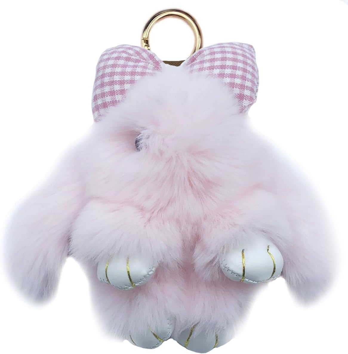 Unpafcxddyig Artificial Rabbit Fur Pom Pom Keychain